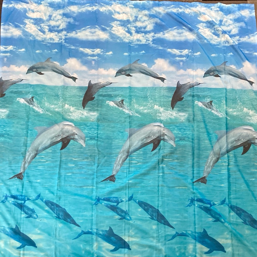 Dolphin Ocean Print Shower Curtain